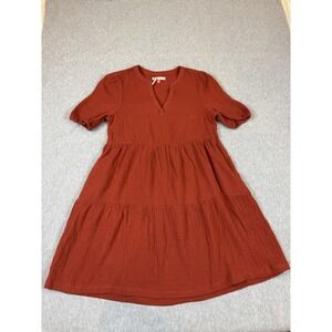 Marine‎ Layer Burgundy XS long sleeve tiered maxi shirtdress Boho Country Peplum